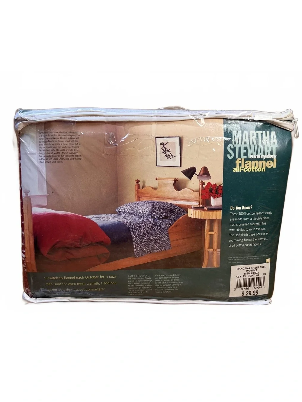 Martha Stewart Everyday Flannel All-Cotton Full Sheet Set - Bandana Pattern